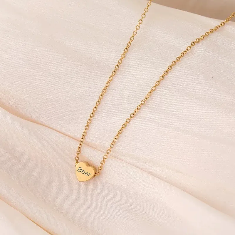 Collier en acier inoxydable doré en forme de cœur (6 pièces)