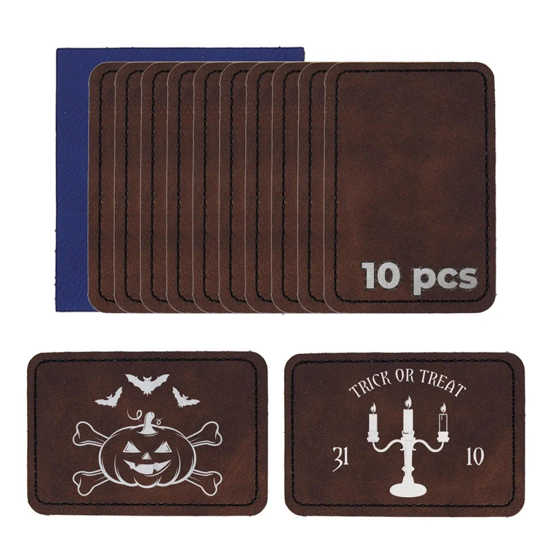 Écusson rectangulaire en simili cuir gravable au laser (10 pièces)