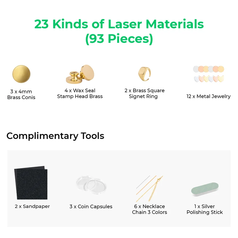 Kit de matériaux laser xTool F1/F2 Ultra (93 pièces)
