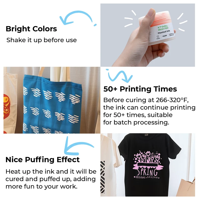 Puff Plastisol Ink pour impression sur tissu (4 couleurs)