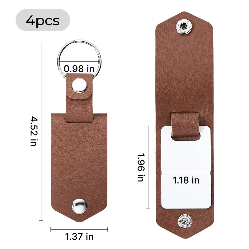 Porte-clés en PU avec plaque en aluminium pour sublimation (4 pièces)