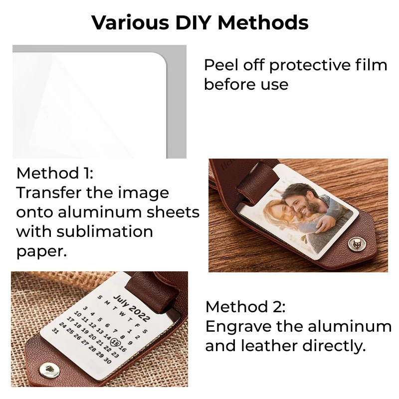 Porte-clés en PU avec plaque en aluminium pour sublimation (4 pièces)