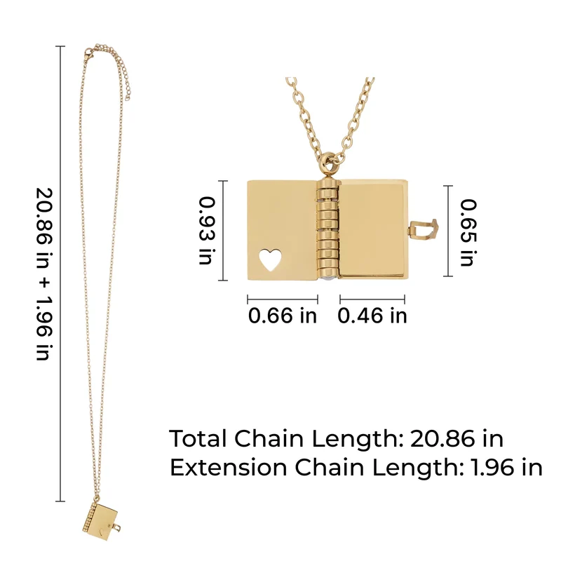 Collier Médaillon Livre en Acier Inoxydable (3 pièces)