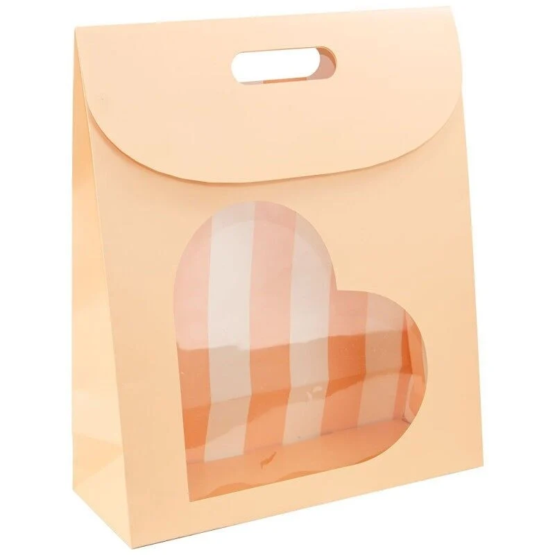 Pochette cadeau carton fenêtre cœur – Box cadeau | Joy Cadeaux 32x12x38cm