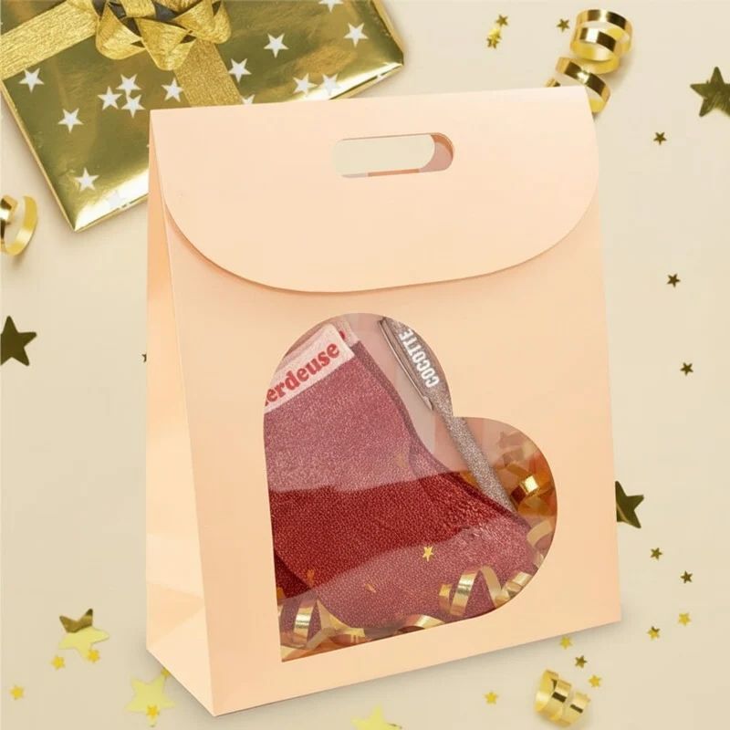 Pochette cadeau carton fenêtre cœur – Box cadeau | Joy Cadeaux 32x12x38cm