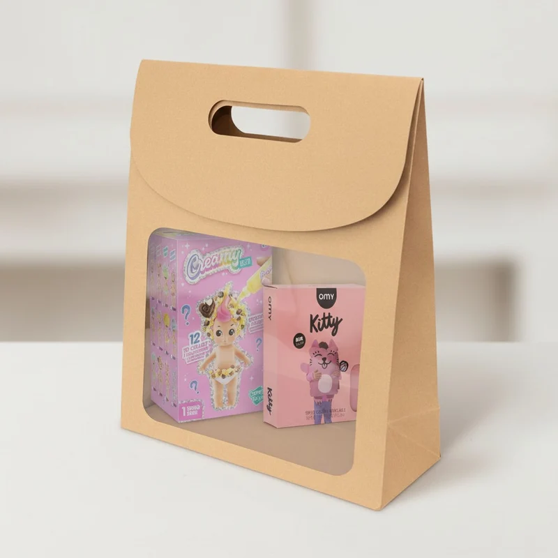 Grande pochette cadeau kraft avec fenêtre – Emballage box cadeau | Joy Cadeaux 32x12x38cm