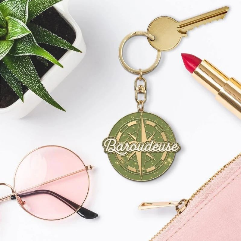 Porte-clés Paillettes Baroudeuse – Accessoire Cadeau Femme Fun et Brillant