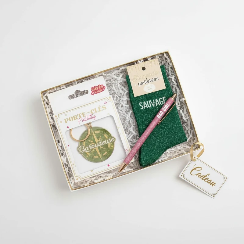 Porte-clés Paillettes Baroudeuse – Accessoire Cadeau Femme Fun et Brillant