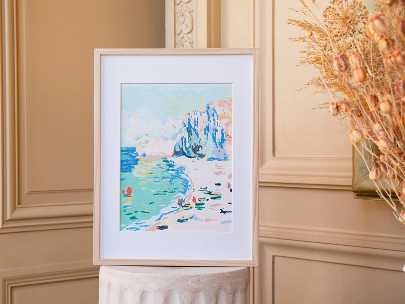 Coffret Peinture au Numéro La Plage et la Falaise d’Amont – Claude Monet