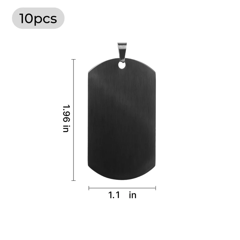 Pendentif militaire en acier inoxydable noir (10 pièces)
