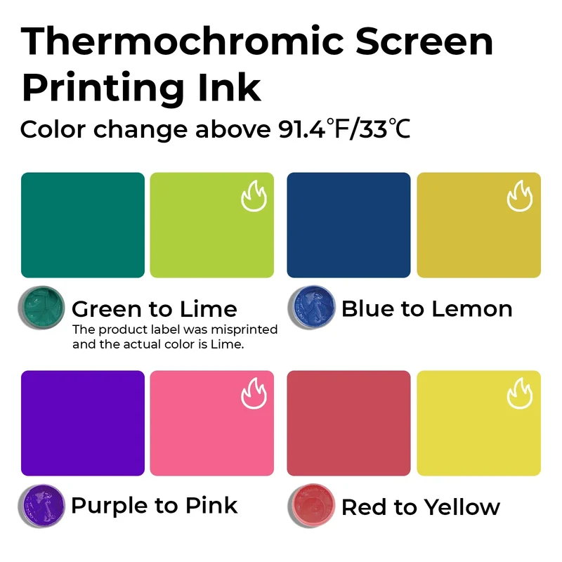 Ensemble d'encre de sérigraphie thermochromique (4 couleurs)