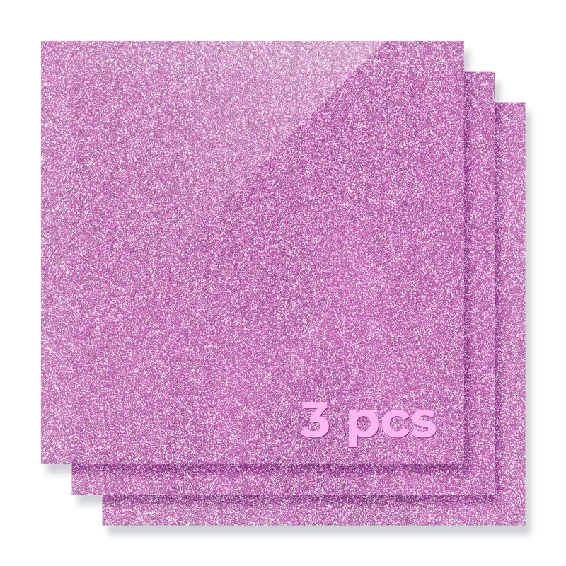 Feuille acrylique opaque brillante à paillettes roses 1/8 (3 pièces)