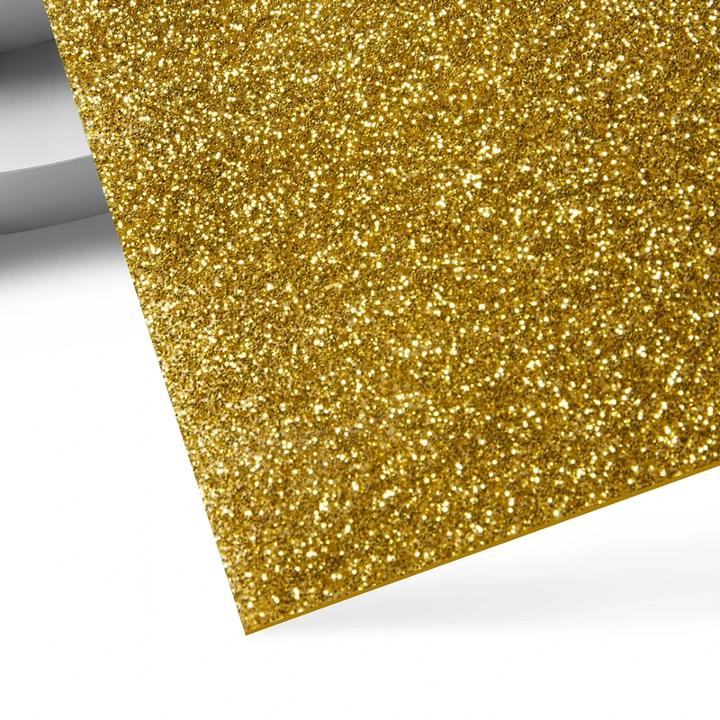 Feuille acrylique opaque brillante à paillettes dorées 1/8 (3 pièces)