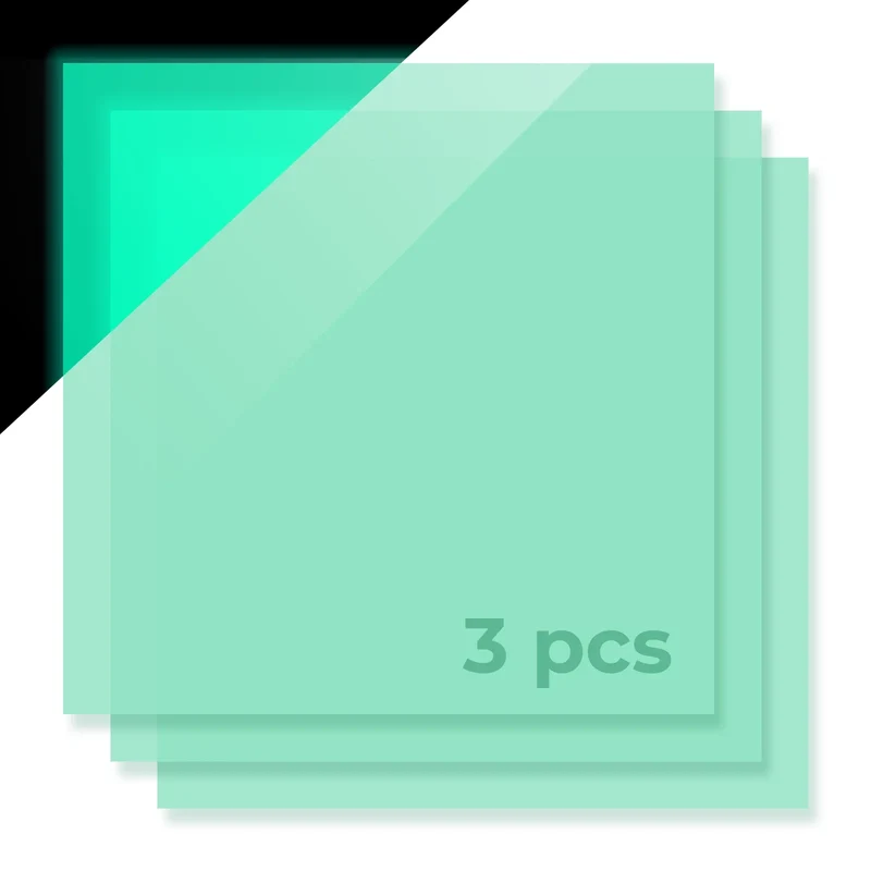 Feuille acrylique vert turquoise phosphorescent 3 mm (3 pièces)