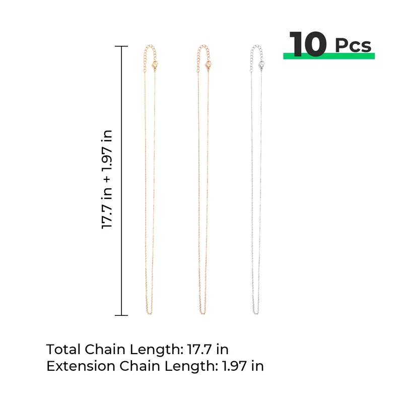 Argent Chaînes en acier inoxydable (10 pièces)