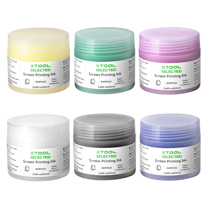 Ensemble d'encres pour sérigraphie acrylique couleurs de base (6 couleurs)