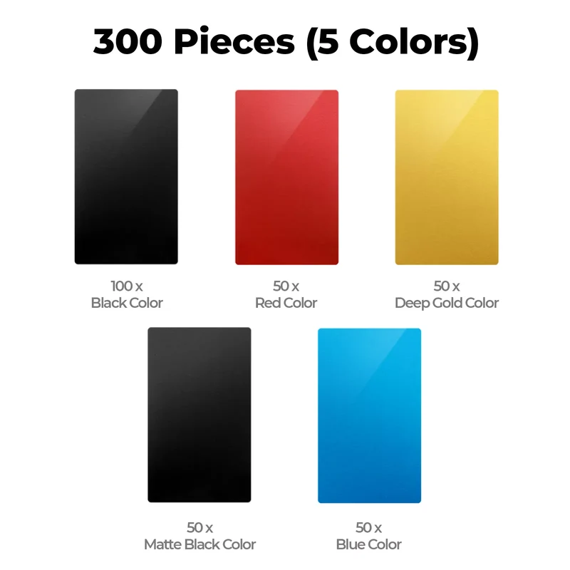 Cartes de visite en aluminium multicolores (300 pièces)