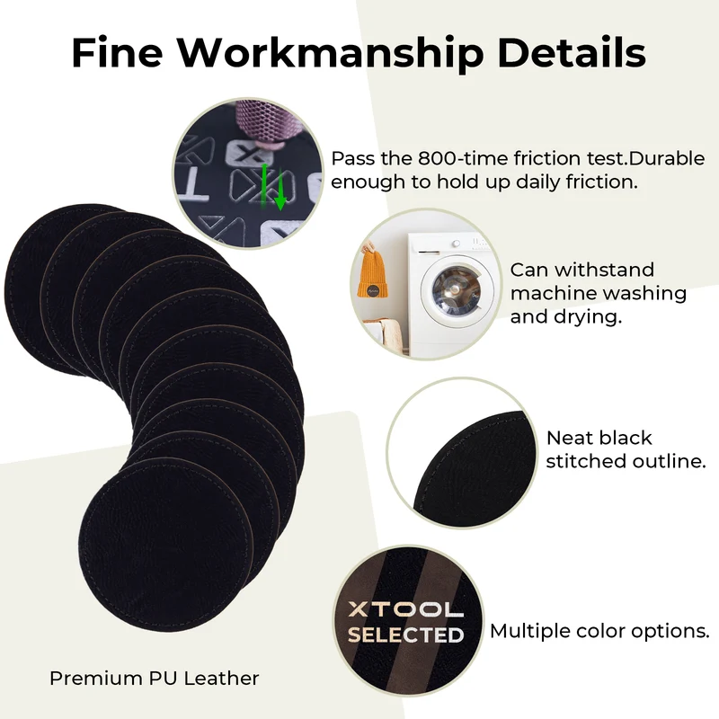 Patch rond en PU gravable au laser à thermocoller (lot de 10)