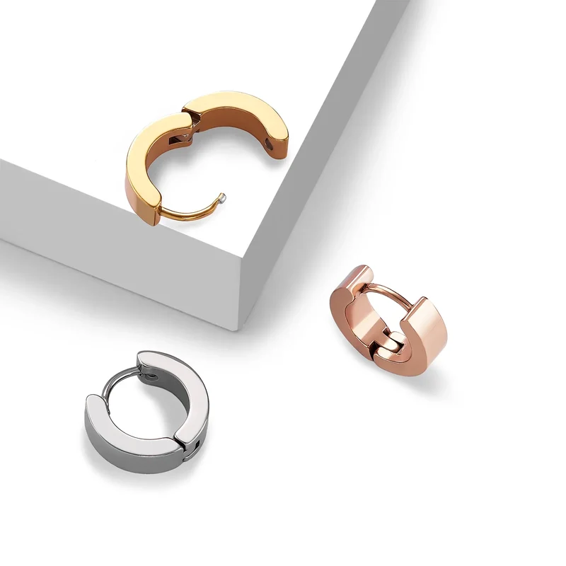 Boucles d'oreilles créoles en acier inoxydable (6 paires)