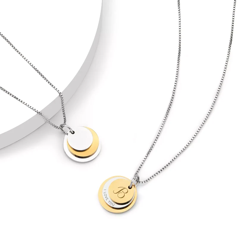 Ensemble de Colliers à Triple Pendentifs en Acier Inoxydable (2pcs)