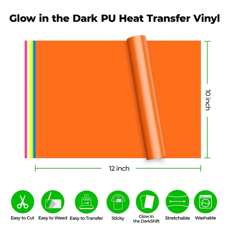 Vinyle thermocollant PU phosphorescent (20pcs)