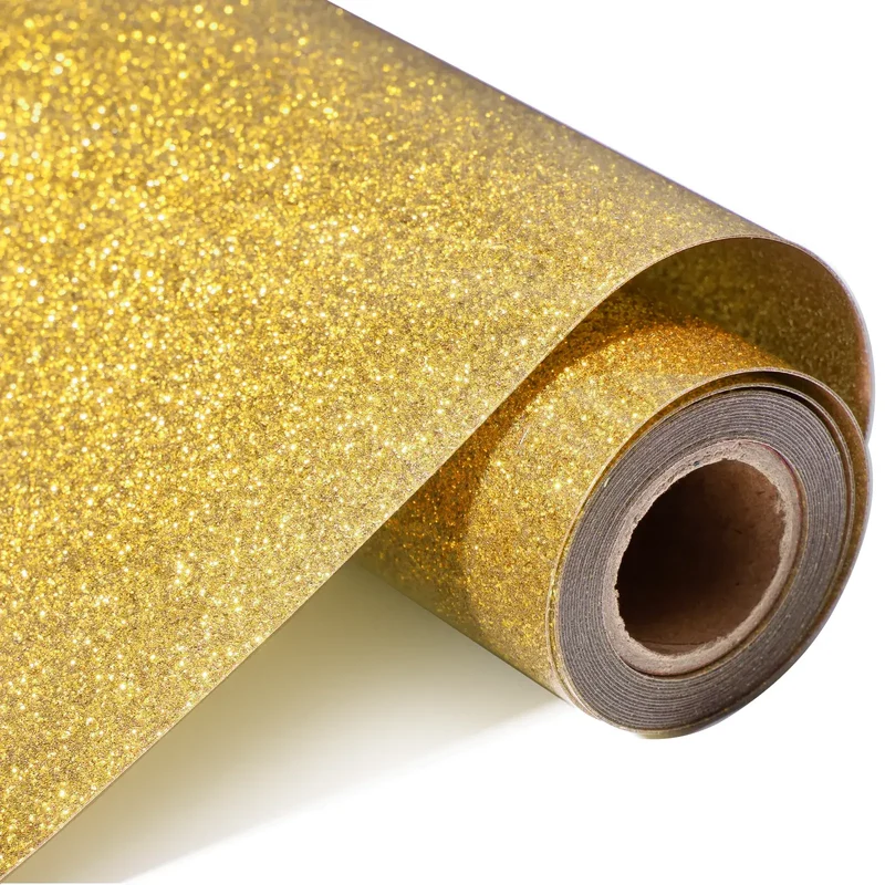 Rouleau de Vinyle de Transfert Thermique Paillettes Or
