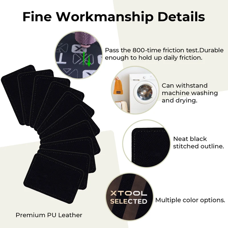 Patch rectangulaire en PU thermocollant de couleur noir à or, gravable au laser (10pcs)