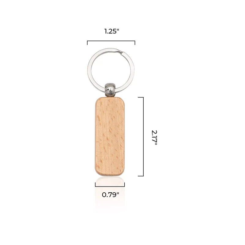 Porte-clés Rectangulaires Arrondis en Bois (10pcs)