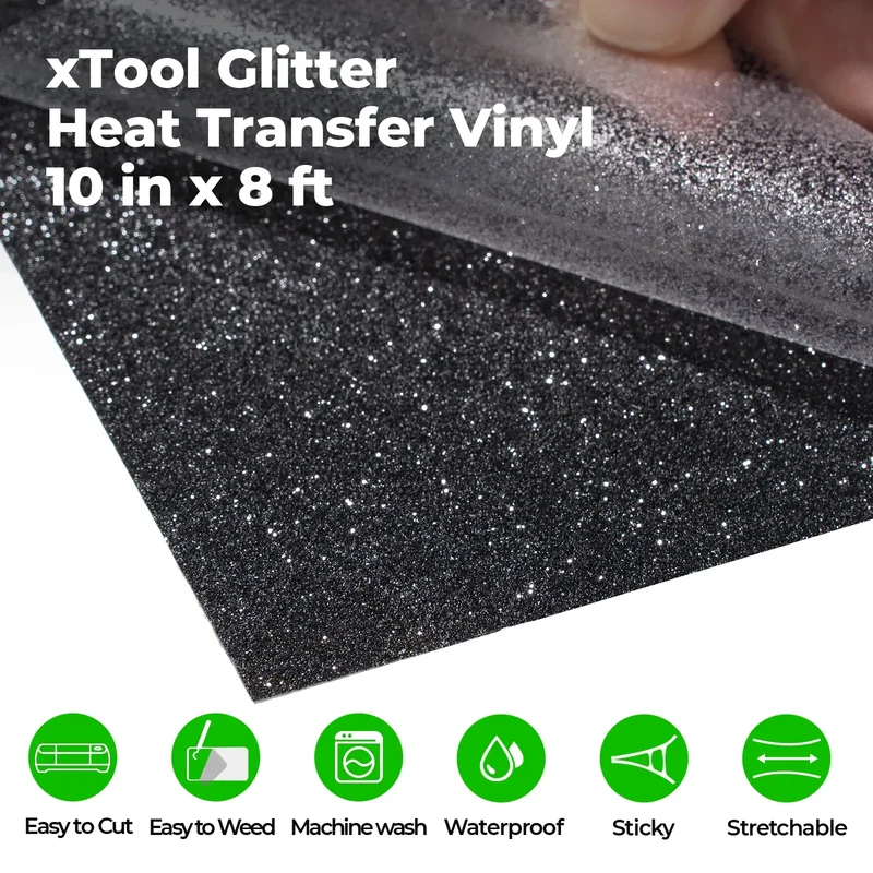 Rouleau de Vinyle Thermocollant Pailleté Noir HTV