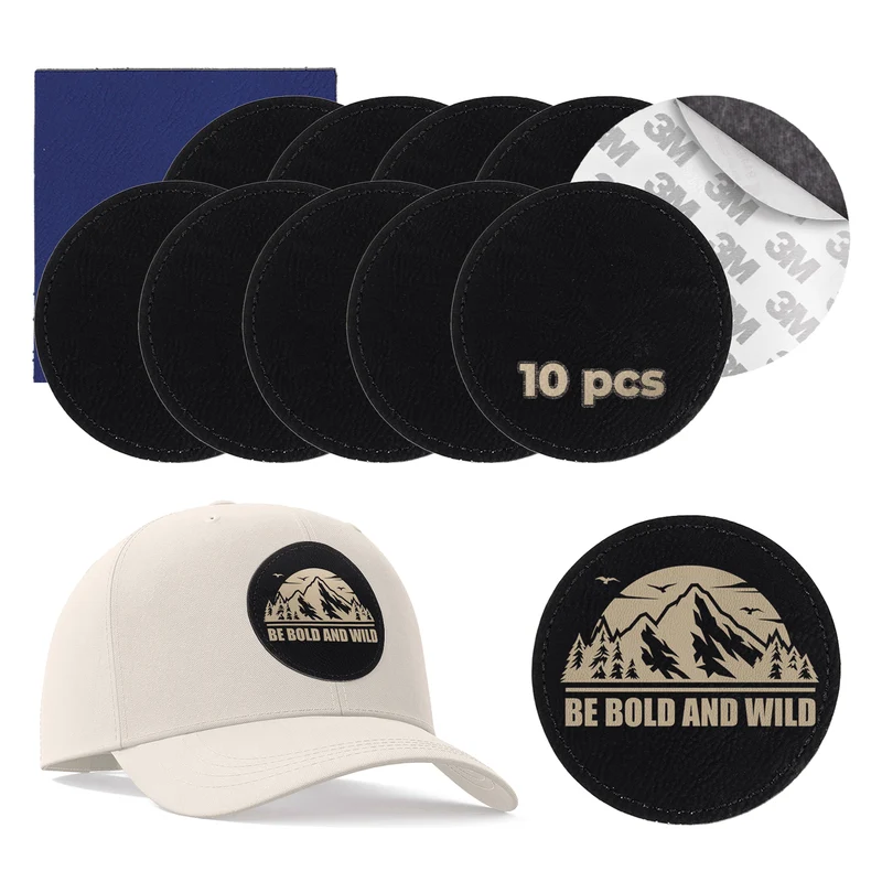 Patch rond en PU gravable au laser (lot de 10)