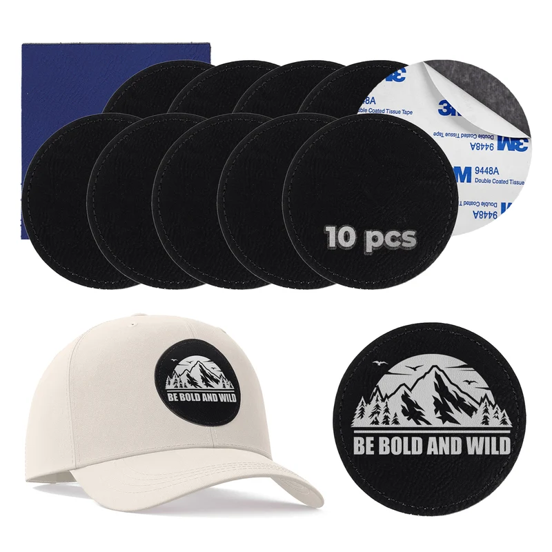 Patch rond en PU gravable au laser (lot de 10)