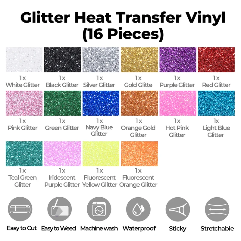 Vinyle à Transfert Éclatant (16 Pièces)