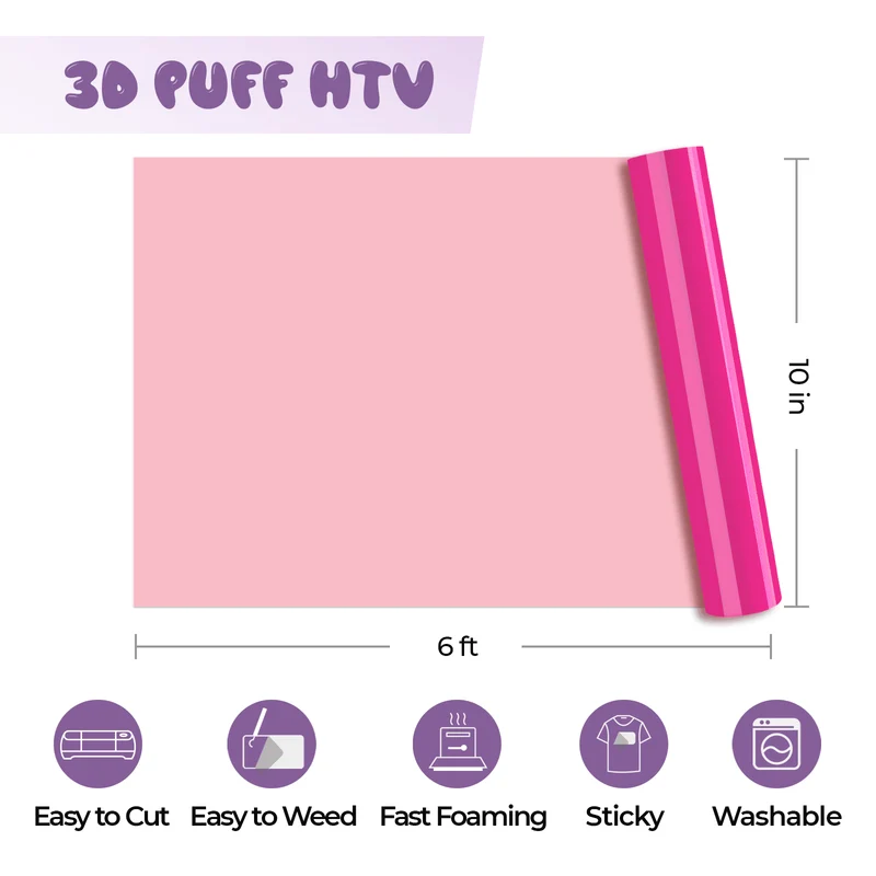Transfert de chaleur en vinyle Puff 3D-Pastel (14 pièces)