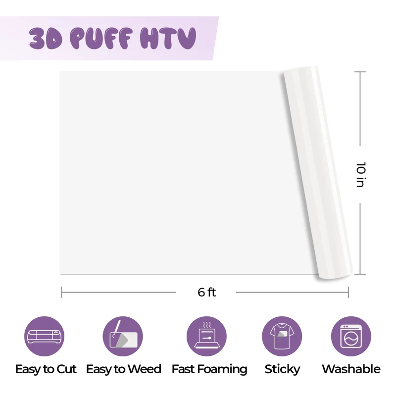 Transfert de chaleur en vinyle Puff 3D-Pastel (14 pièces)