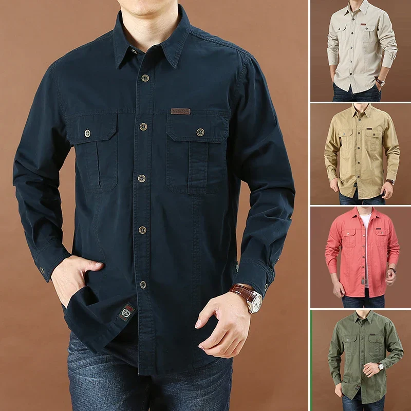 Chemise Style Armée 100% Coton - Printemps/Automne