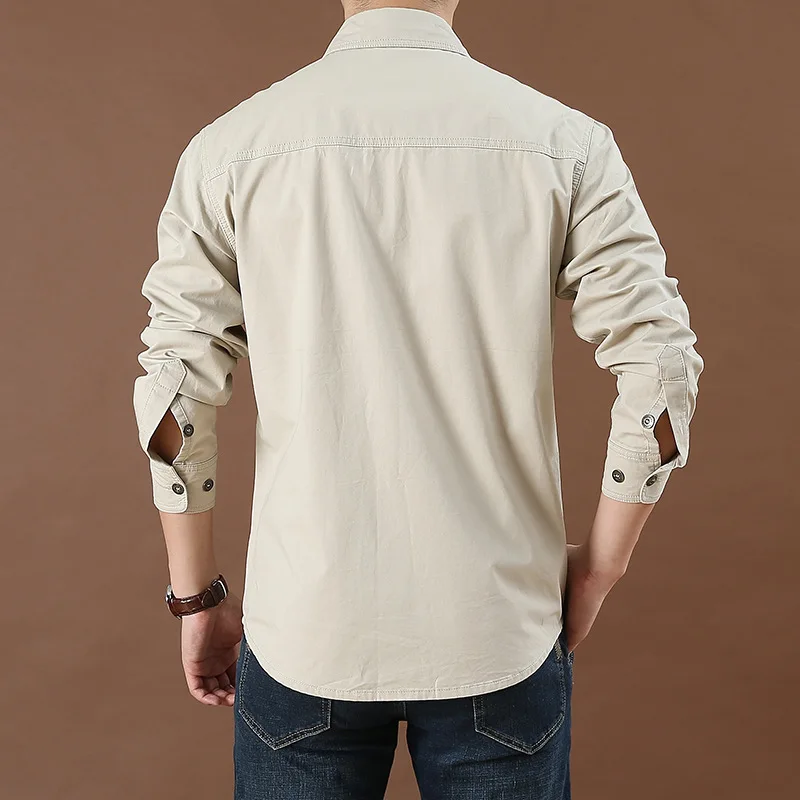 Chemise Style Armée 100% Coton - Printemps/Automne