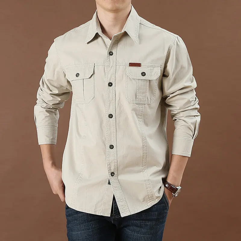 Chemise Style Armée 100% Coton - Printemps/Automne