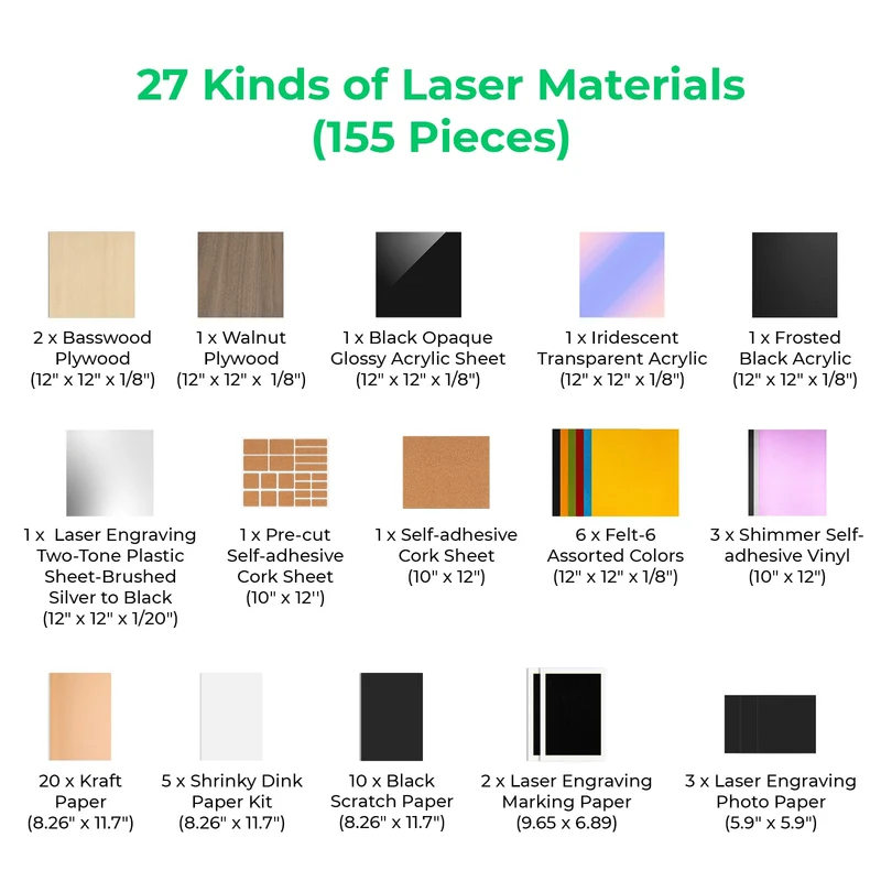 xTool Selected Kit Ultime de Matériaux pour Laser (155 pièces)