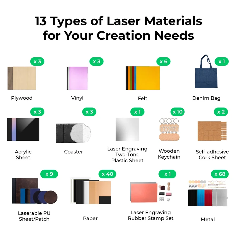 xTool Selected Kit Ultime de Matériaux pour Laser (155 pièces)