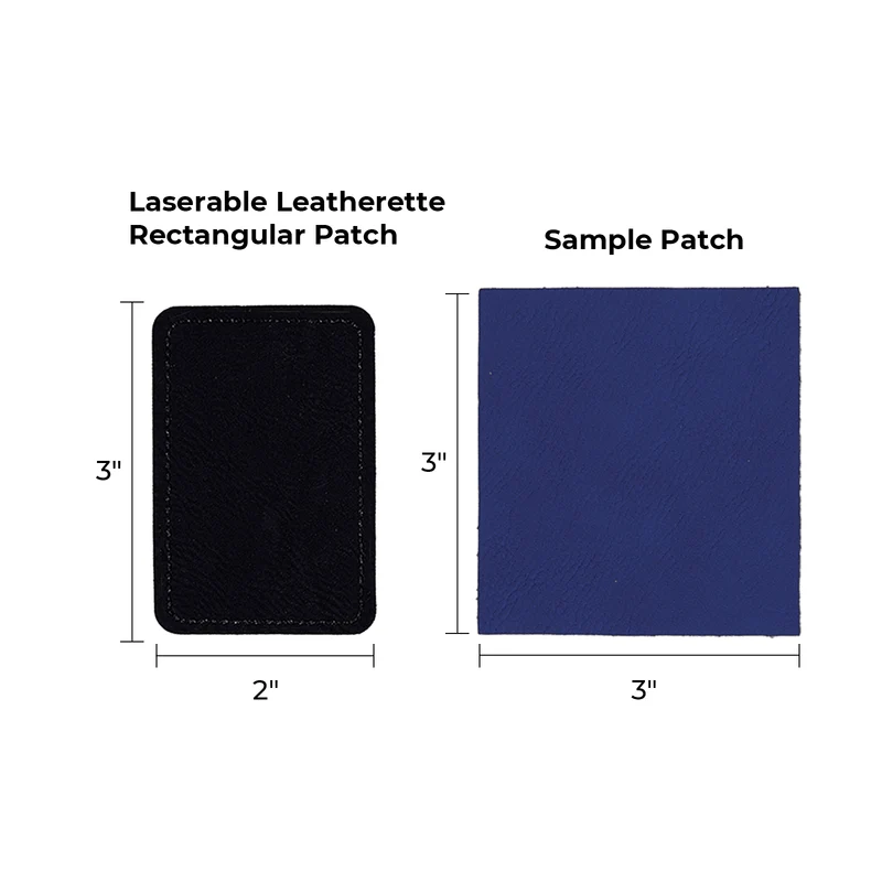 Écusson rectangulaire en simili cuir gravable au laser noir à argent (10 pièces)