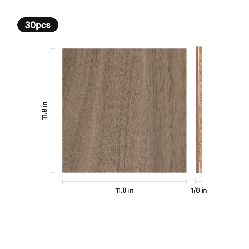 Feuilles de contreplaqué de noyer 30 x 30 cm (6pcs)