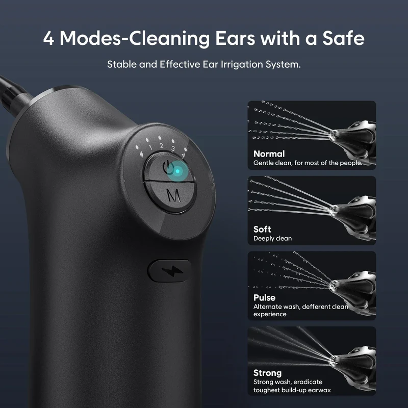 Kit de nettoyage d'oreille électrique - 4 modes de pression