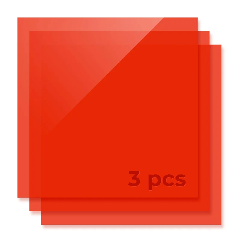 Feuille d'acrylique rouge translucide brillante de 3 mm d'épaisseur (3PCS)