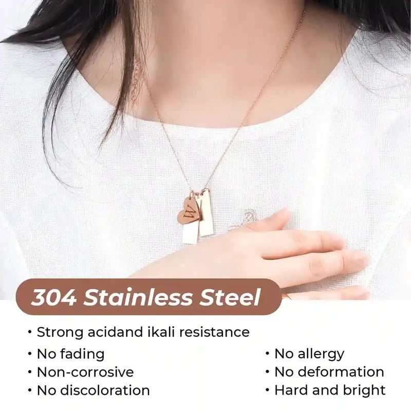 Collier en acier inoxydable en forme de cœur et de barre (6 pièces)
