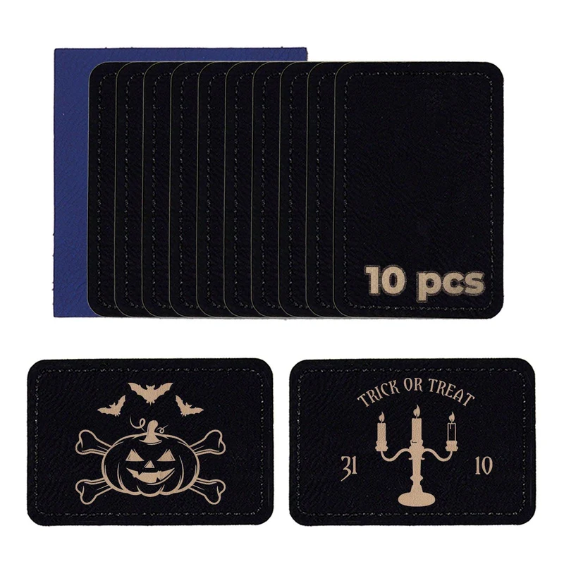 Écusson rectangulaire en simili cuir gravable au laser (10 pièces)