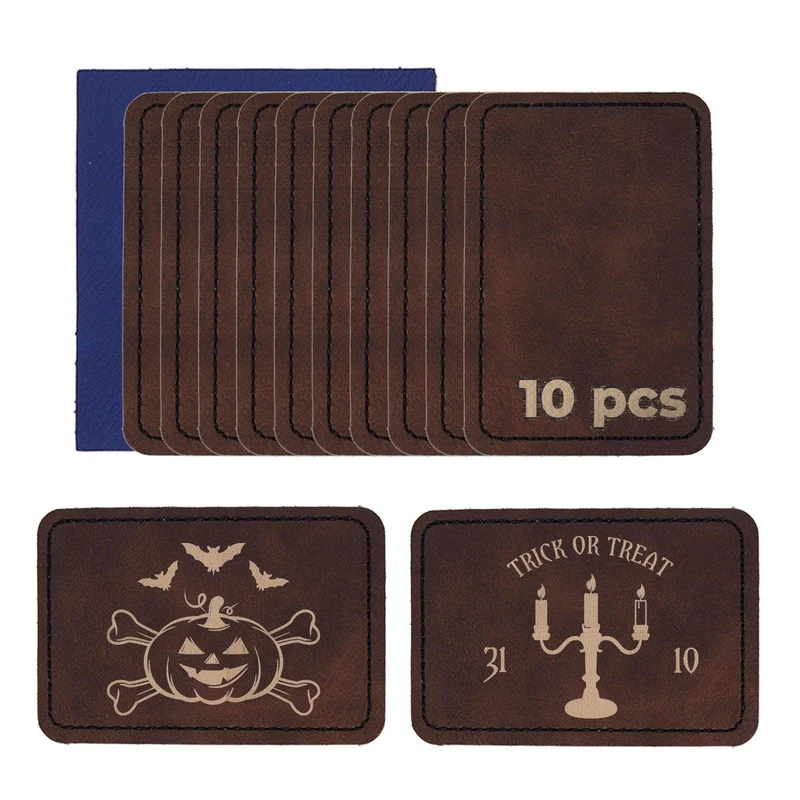 Écusson rectangulaire en simili cuir gravable au laser (10 pièces)