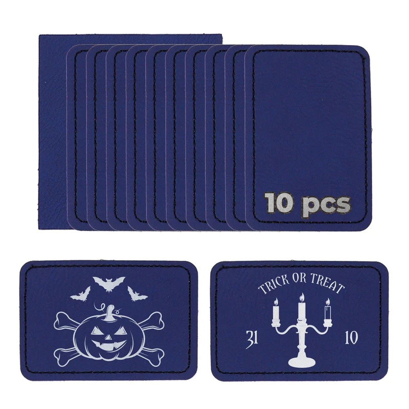 Écusson rectangulaire en simili cuir gravable au laser (10 pièces)