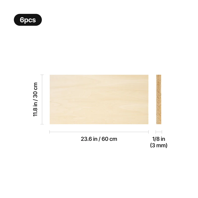 Feuilles de contreplaqué de 3x304x609 mm (6 pièces)