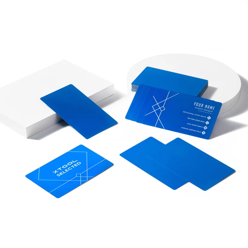 Cartes de visite en métal bleu (60pcs)