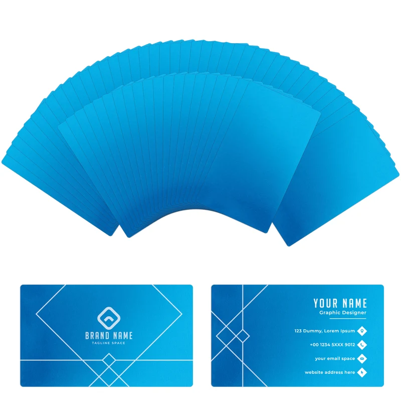 Cartes de visite en métal bleu (60pcs)